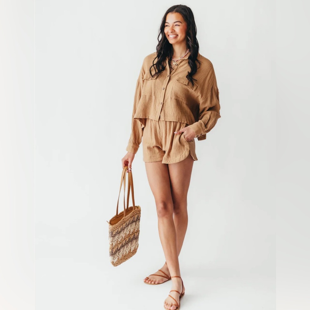 Tan 2pc Cotton Gauze Set